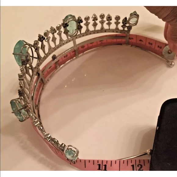 Victorian style 60ct aquamarine diamond SS Tiara - Picture 7 of 8